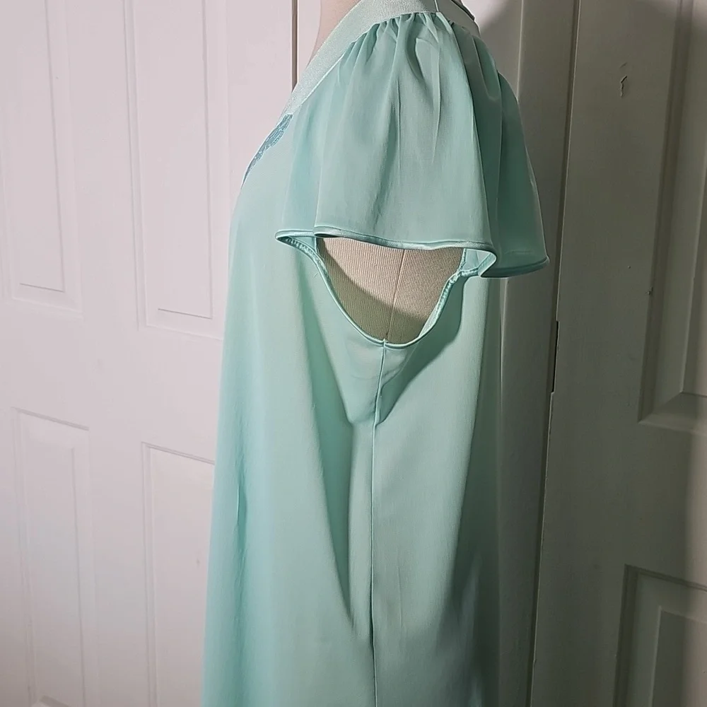 Vanity Fair Womens‎ Y2K vintage Night Gown. blueish Green Lg. Lovely